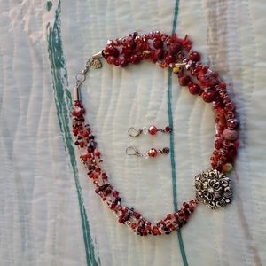 " SALE "Custom Handmade beaded necklace.Beautiful shades of red